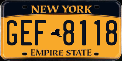 NY license plate GEF8118