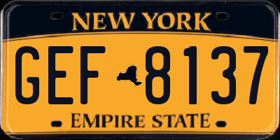 NY license plate GEF8137