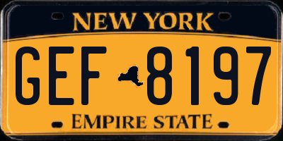 NY license plate GEF8197
