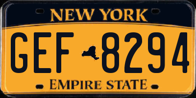 NY license plate GEF8294