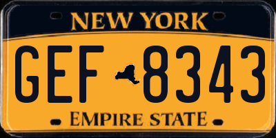 NY license plate GEF8343