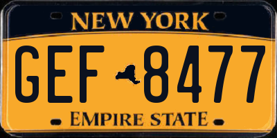 NY license plate GEF8477