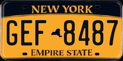 NY license plate GEF8487