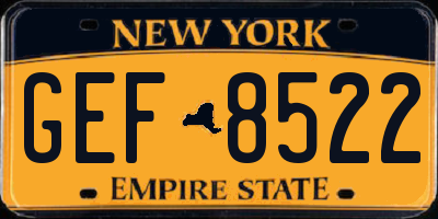 NY license plate GEF8522