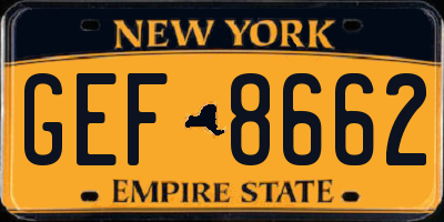 NY license plate GEF8662