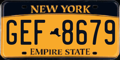 NY license plate GEF8679