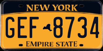 NY license plate GEF8734
