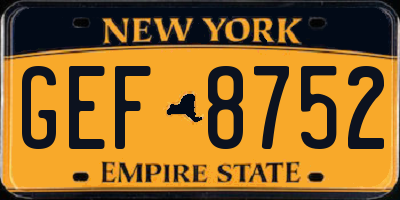 NY license plate GEF8752