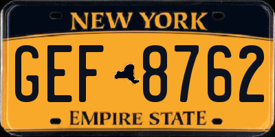 NY license plate GEF8762