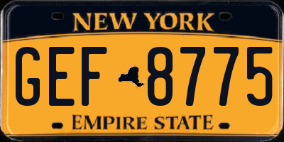 NY license plate GEF8775