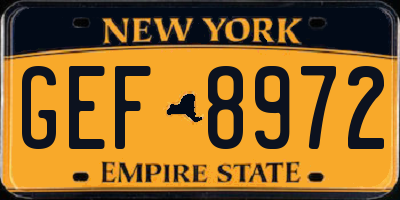 NY license plate GEF8972