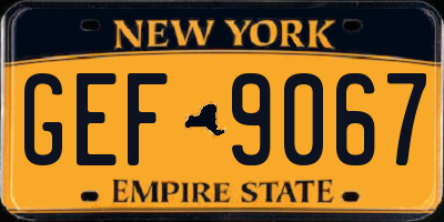 NY license plate GEF9067