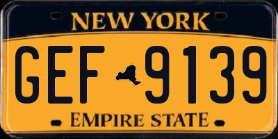 NY license plate GEF9139