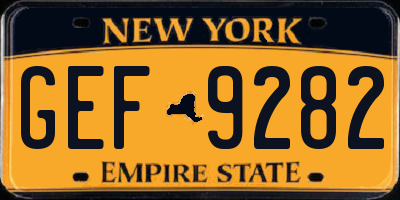 NY license plate GEF9282