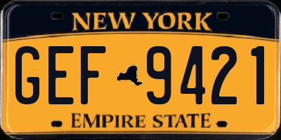 NY license plate GEF9421