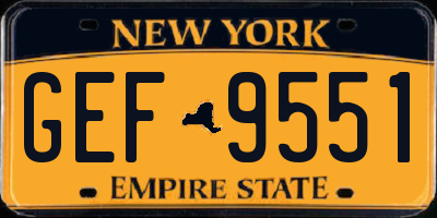 NY license plate GEF9551