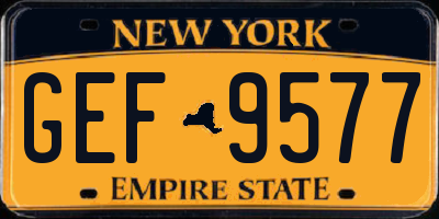 NY license plate GEF9577