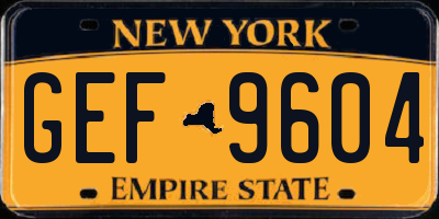 NY license plate GEF9604