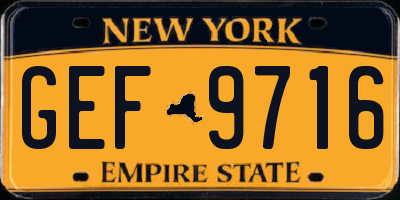 NY license plate GEF9716