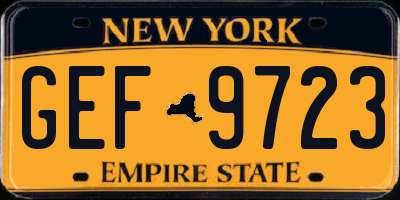 NY license plate GEF9723