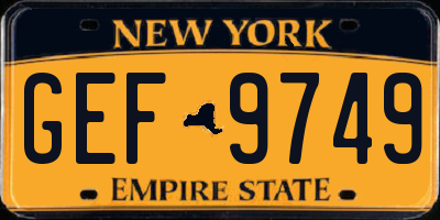 NY license plate GEF9749