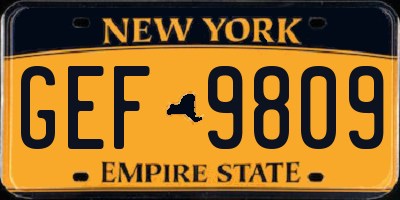 NY license plate GEF9809