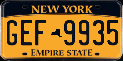 NY license plate GEF9935