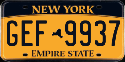 NY license plate GEF9937