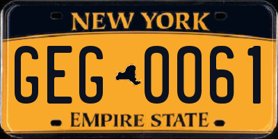 NY license plate GEG0061