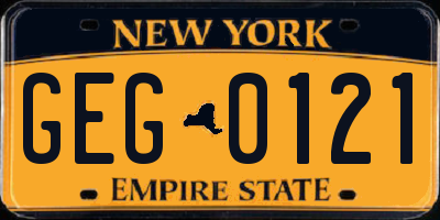 NY license plate GEG0121