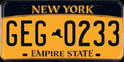 NY license plate GEG0233