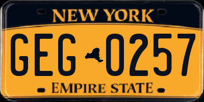 NY license plate GEG0257
