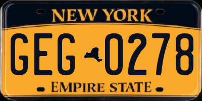 NY license plate GEG0278