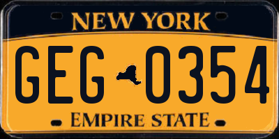 NY license plate GEG0354