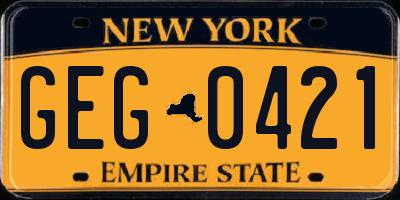 NY license plate GEG0421