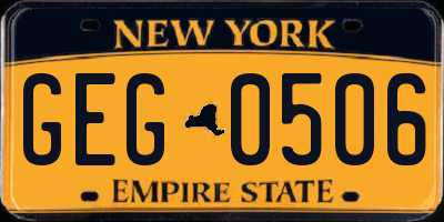 NY license plate GEG0506