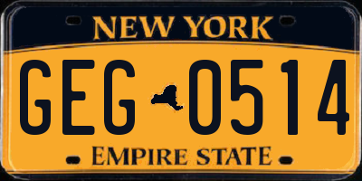 NY license plate GEG0514