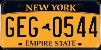 NY license plate GEG0544