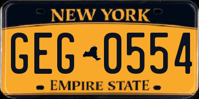 NY license plate GEG0554