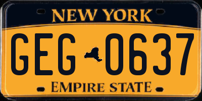NY license plate GEG0637