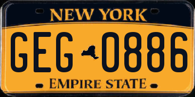 NY license plate GEG0886