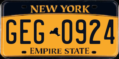 NY license plate GEG0924