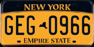 NY license plate GEG0966