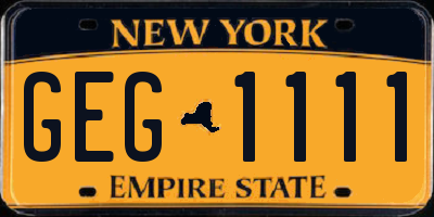 NY license plate GEG1111