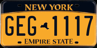 NY license plate GEG1117