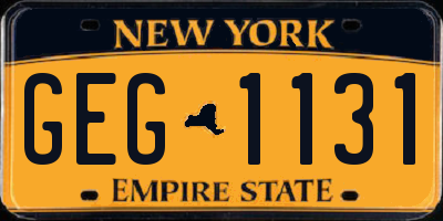 NY license plate GEG1131