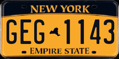 NY license plate GEG1143