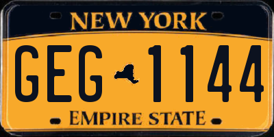 NY license plate GEG1144