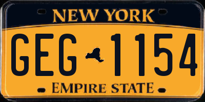 NY license plate GEG1154