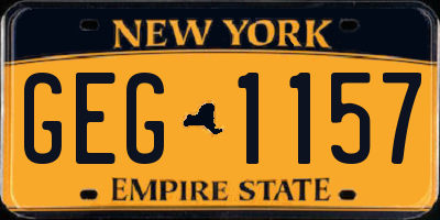NY license plate GEG1157